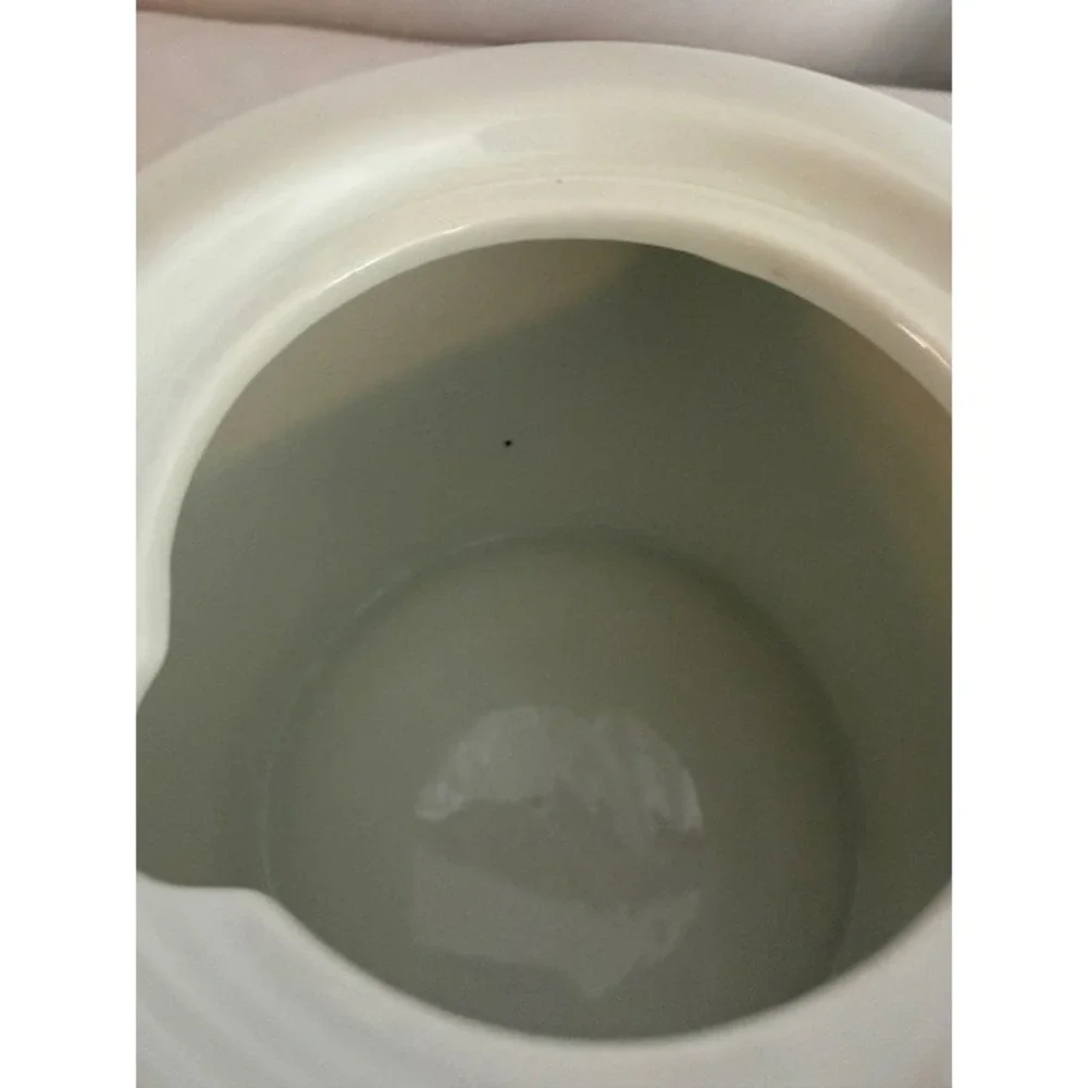 Crate & Barrel Ceramic Sugar Bowl w/ Lid & Spoon - White Red Lettering